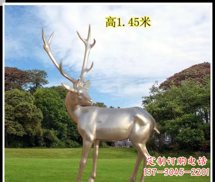金华高端室外不锈钢巨型动物鹿雕塑