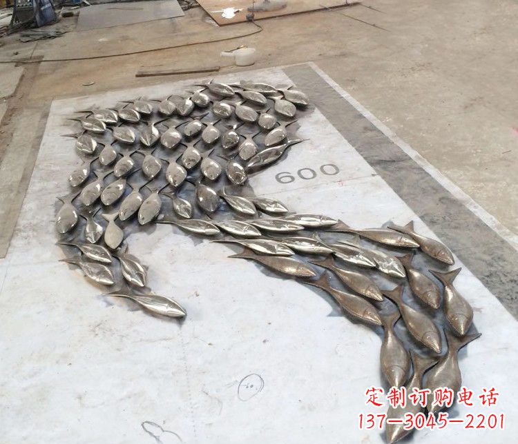 金华公园不锈钢动物鱼群雕塑