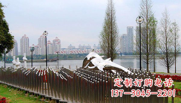 金华动物主题不锈钢海豚雕塑