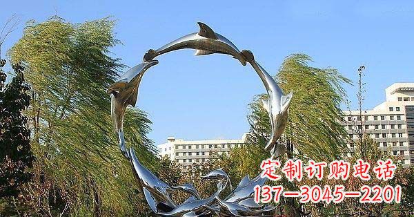 金华华丽精致的不锈钢海豚雕塑