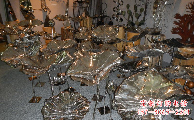 金华抛光不锈钢荷叶雕塑
