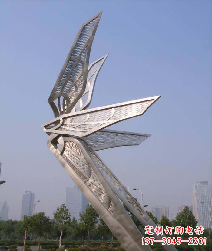 金华大型不锈钢蝴蝶翅膀雕塑