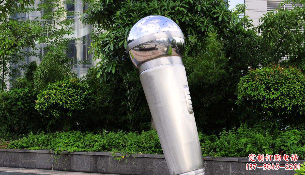 金华精致不锈钢话筒雕塑