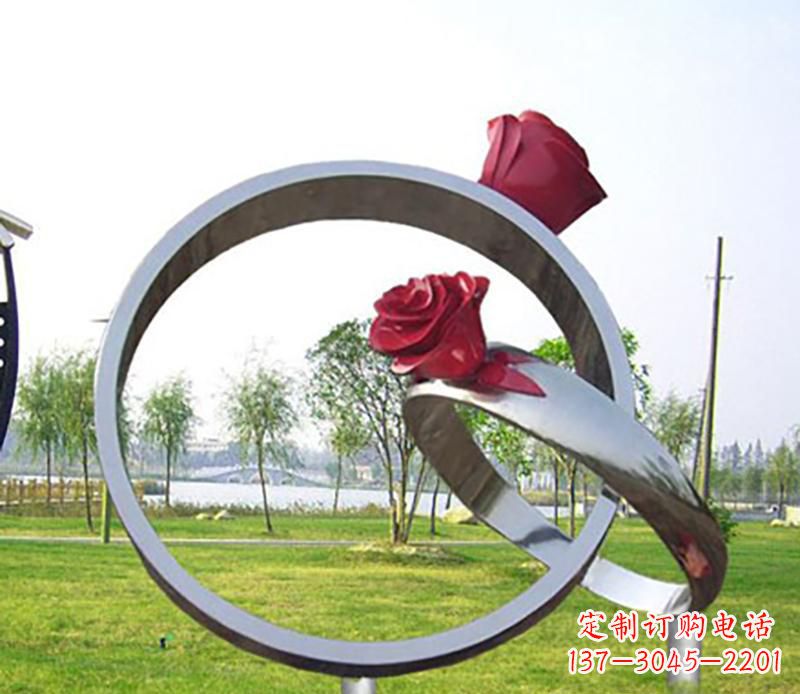 金华不锈钢景观婚戒雕塑
