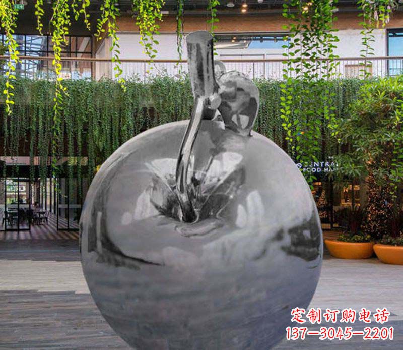 金华公园时尚不锈钢镜面苹果雕塑