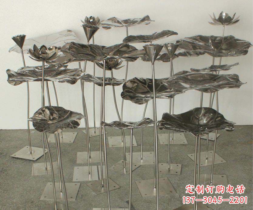 金华精美装饰不锈钢莲叶雕塑