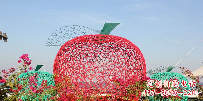 金华高品质镂空不锈钢苹果雕塑