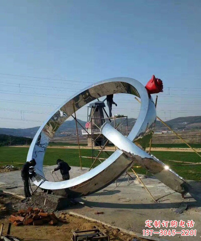 金华精美不锈钢玫瑰景观雕塑