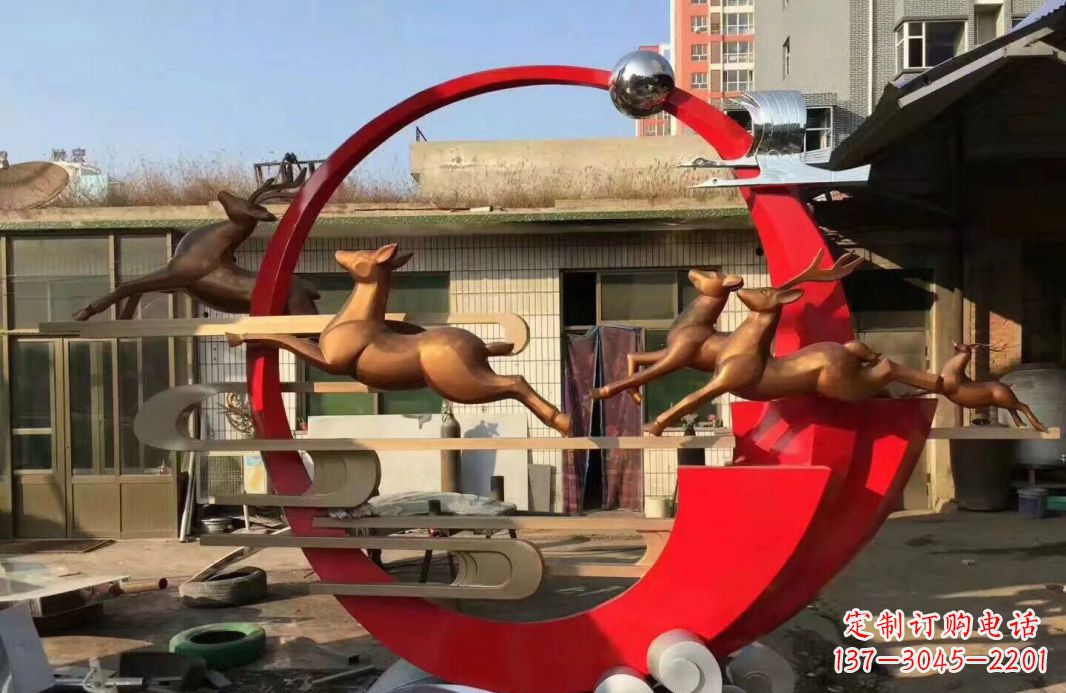 金华高端不锈钢梅花鹿雕塑