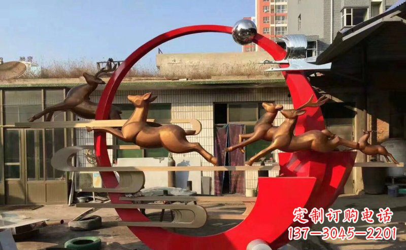 金华梅花鹿不锈钢雕塑引人瞩目的审美观赏