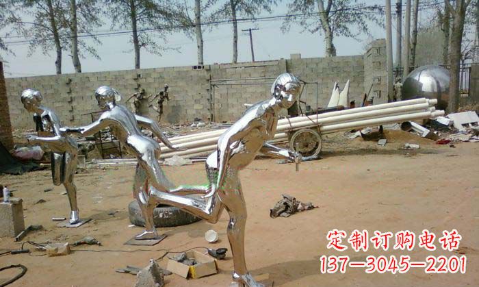 金华精致美丽的不锈钢跑步女孩雕塑