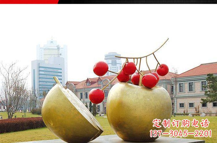 金华公园不锈钢苹果樱桃雕塑