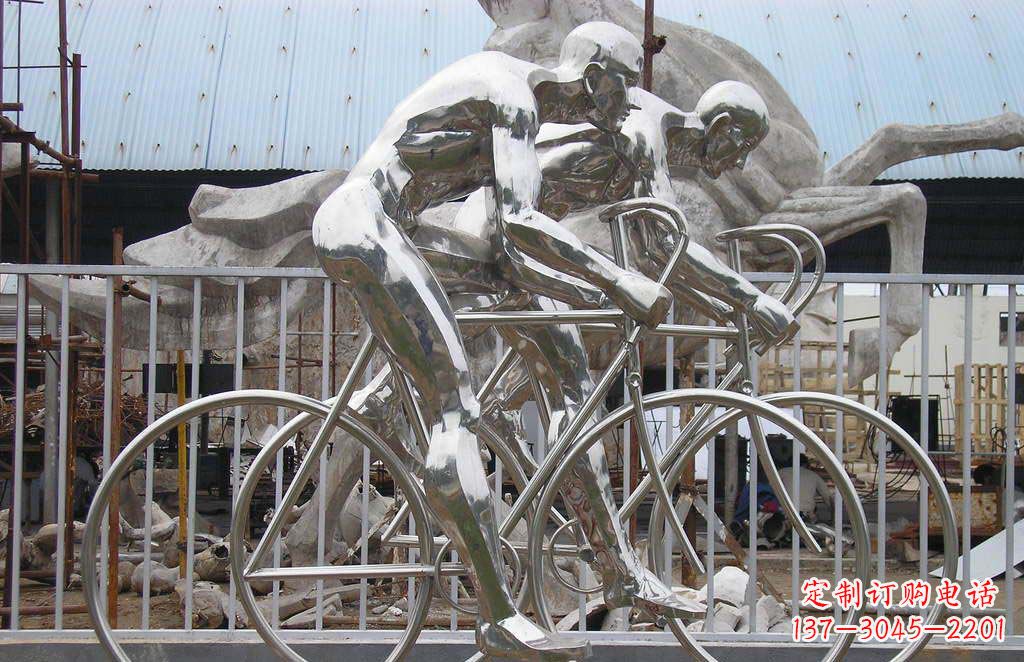 金华特色不锈钢骑自行车雕塑