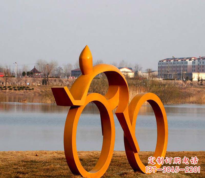 金华产品名称健康运动不锈钢骑自行车人物雕塑