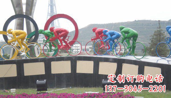 金华品味传统,扬帆未来——不锈钢骑自行车雕塑