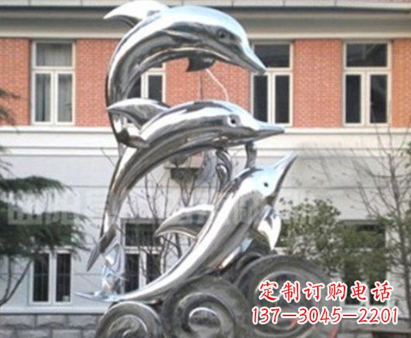 金华跳跃海豚海浪不锈钢雕塑