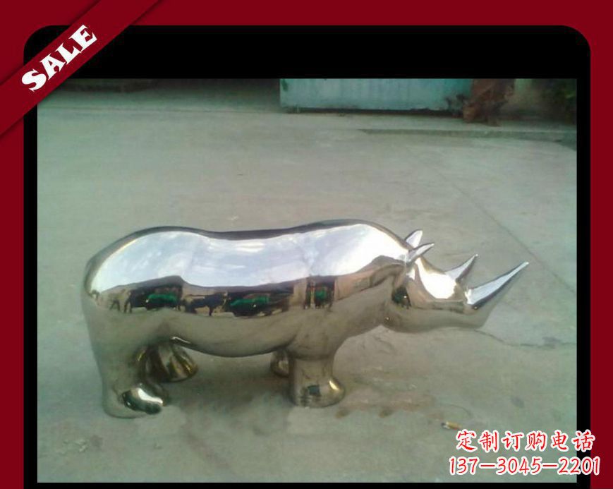 金华犀牛不锈钢雕塑给公园更多抢眼的艺术景观