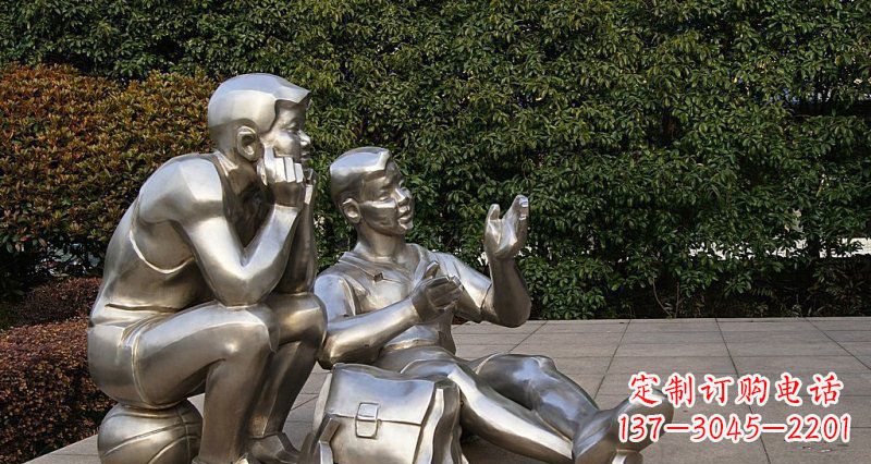 金华一起勇敢长大——不锈钢学生雕塑
