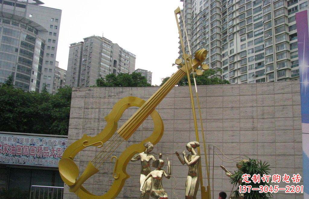 金华不锈钢演奏大提琴雕塑