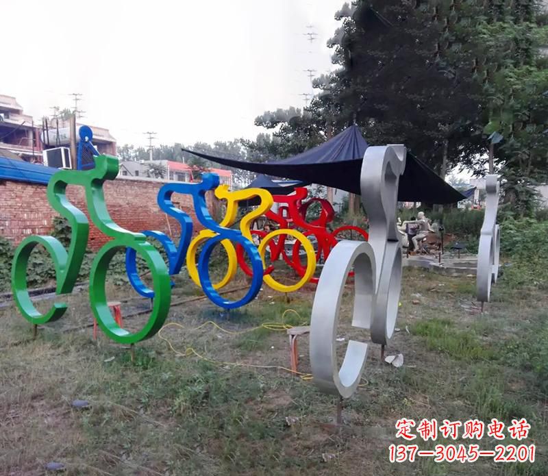 金华抽象不锈钢自行车雕塑