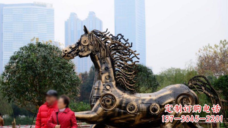 金华公园抽象机械马动物铜雕