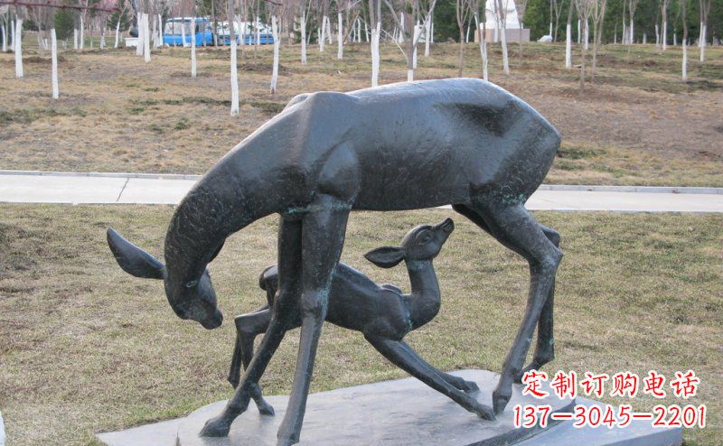 金华母子鹿铜雕艺术塑像