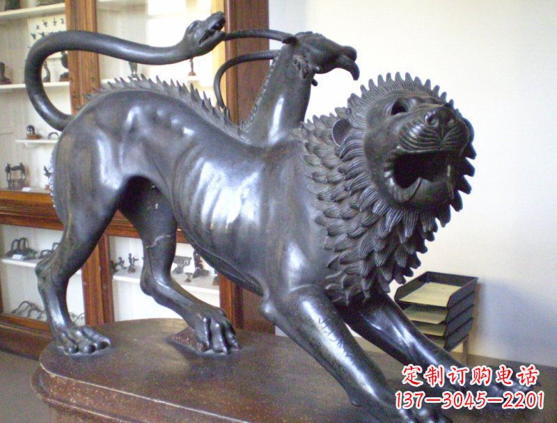 金华公园抽象狮子蛇和羚羊动物景观铜雕