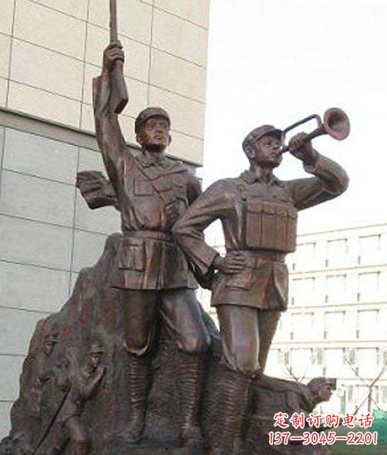 金华革命精神熠熠冲锋号铜雕