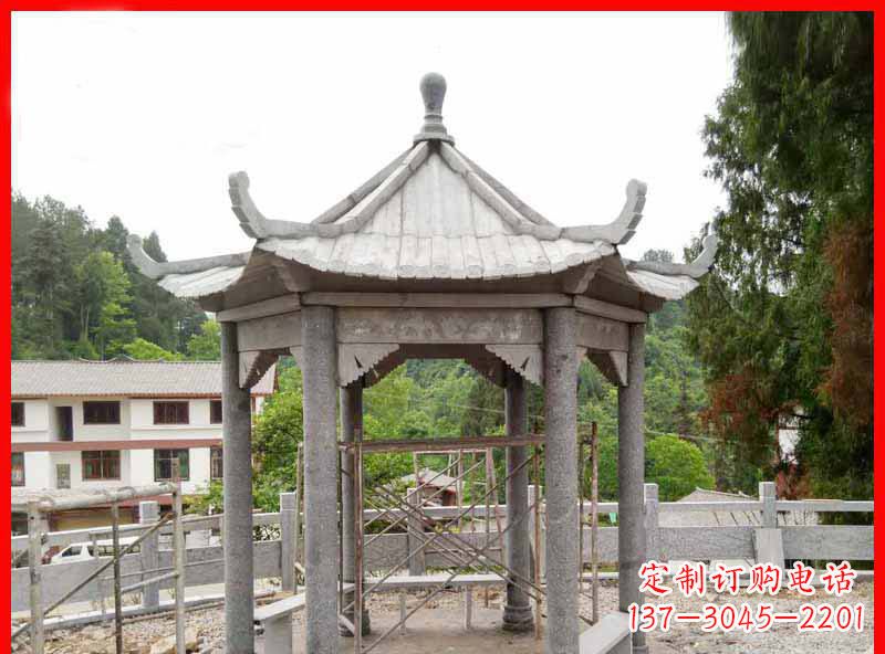 金华精美大理石六角石凉亭雕塑