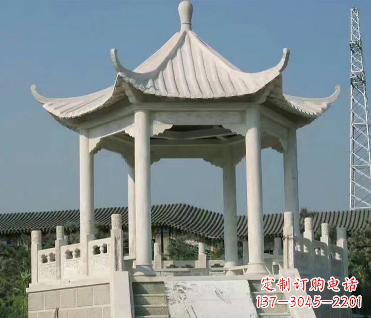 金华极具视觉冲击力的大理石六角石凉亭雕塑