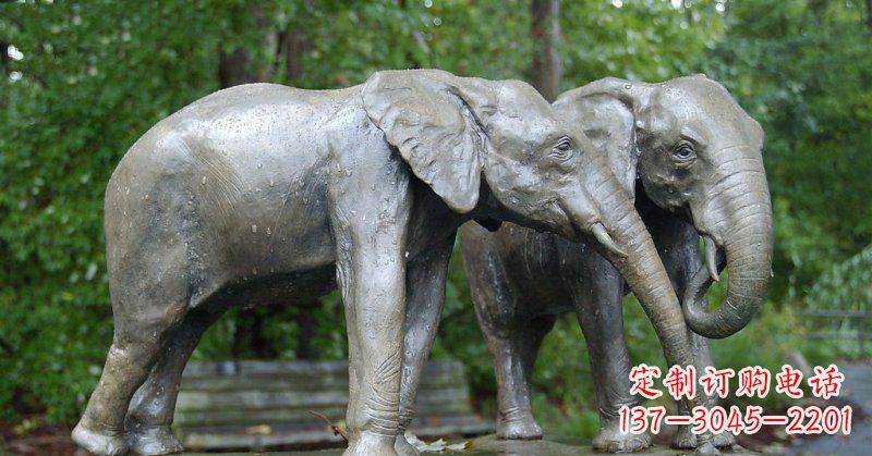 金华公园大象动物铜雕 (2)