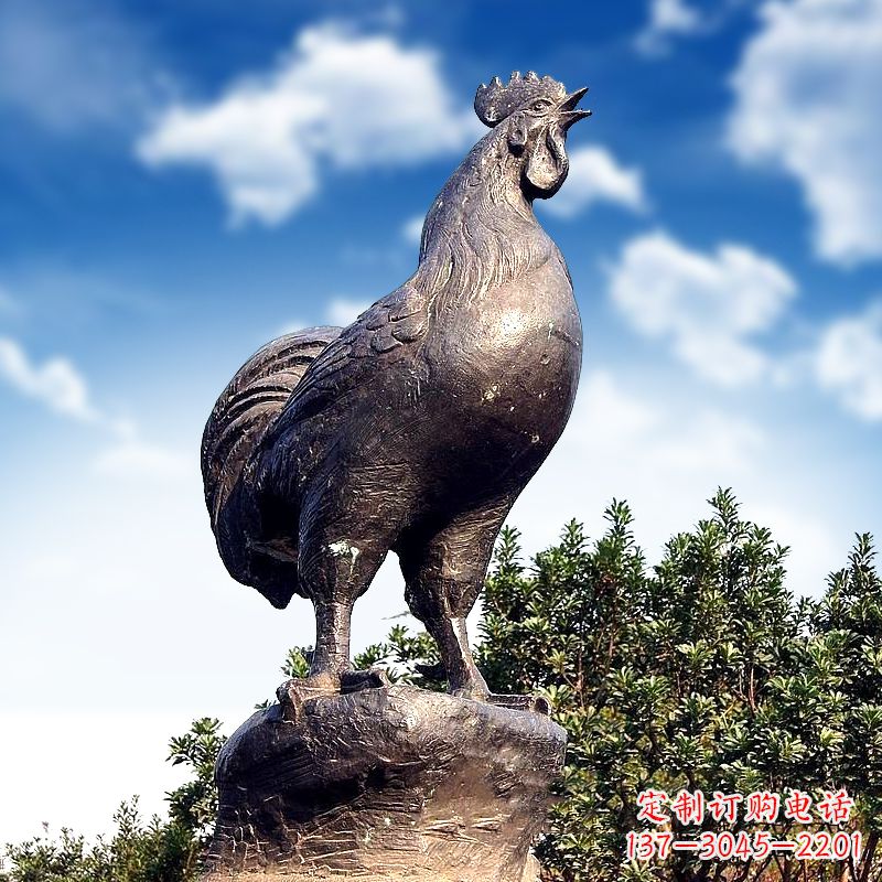 金华威风凛凛的大型铸铜酉鸡雕塑