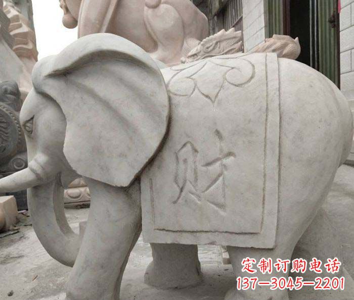 金华公园动物大理石大象石雕 (2)