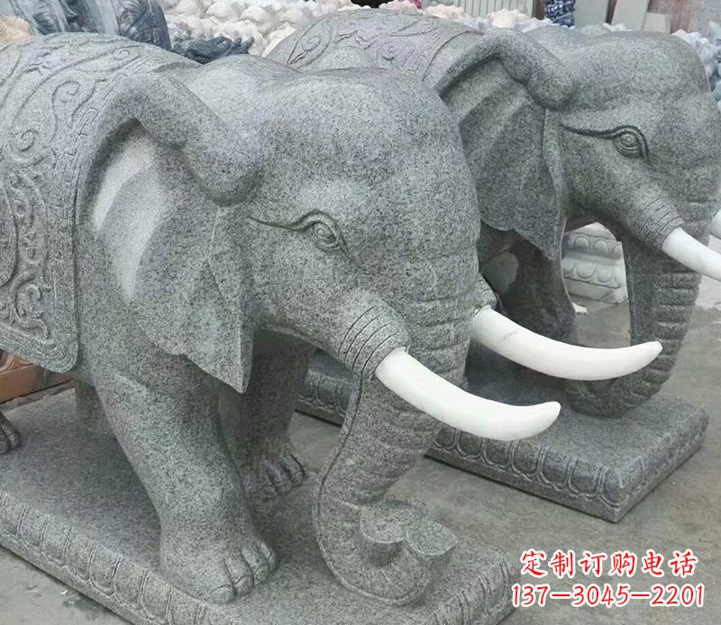 金华公园动物大理石大象石雕 (6)