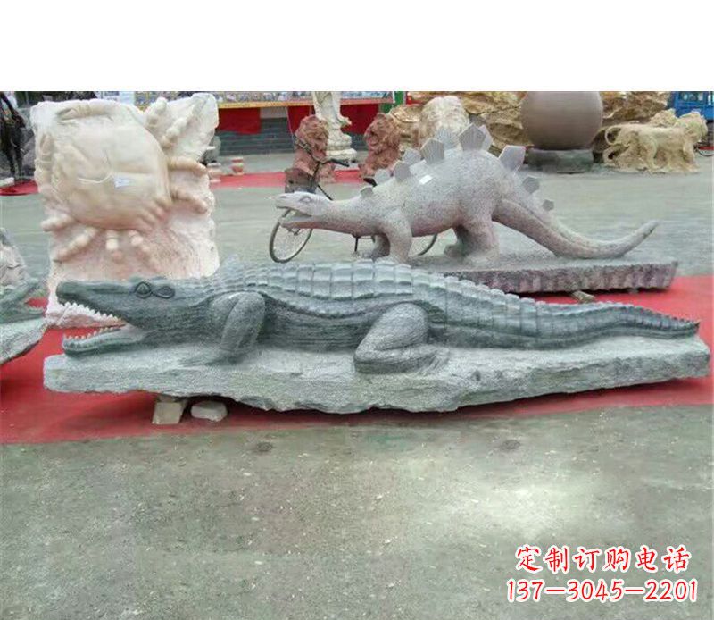 金华公园动物鳄鱼石雕