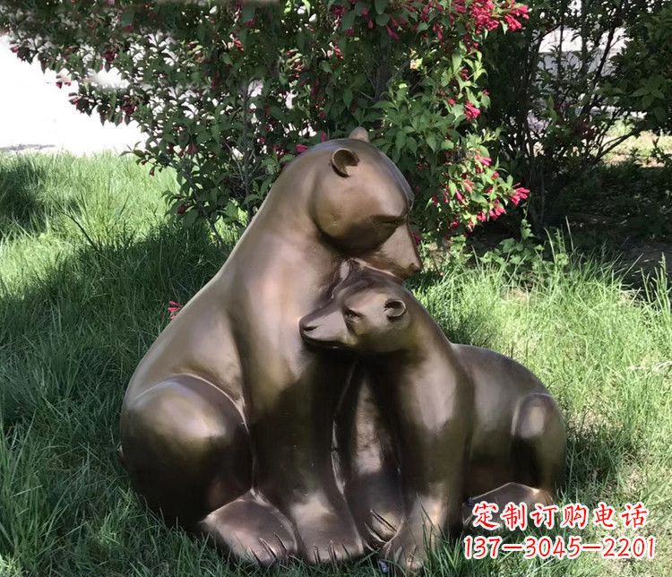 金华公园动物母子熊铜雕