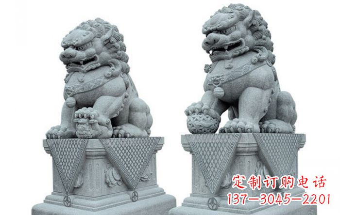 金华公园动物青石狮子石雕
