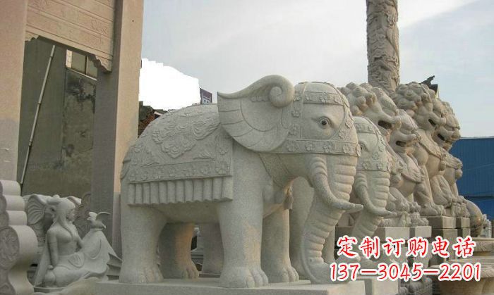 金华公园动物招财大象石雕 (2)