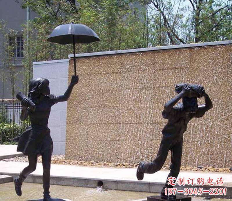 金华抗风雨小男孩铜雕