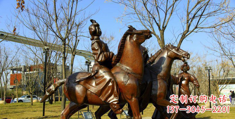 金华公园古代女人骑马景观铜雕
