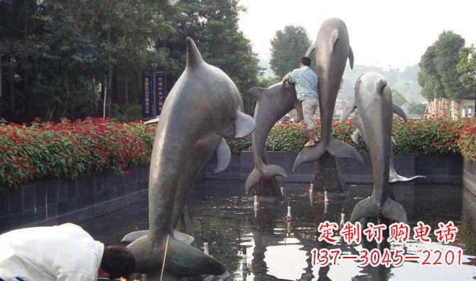 金华公园海豚动物铜雕
