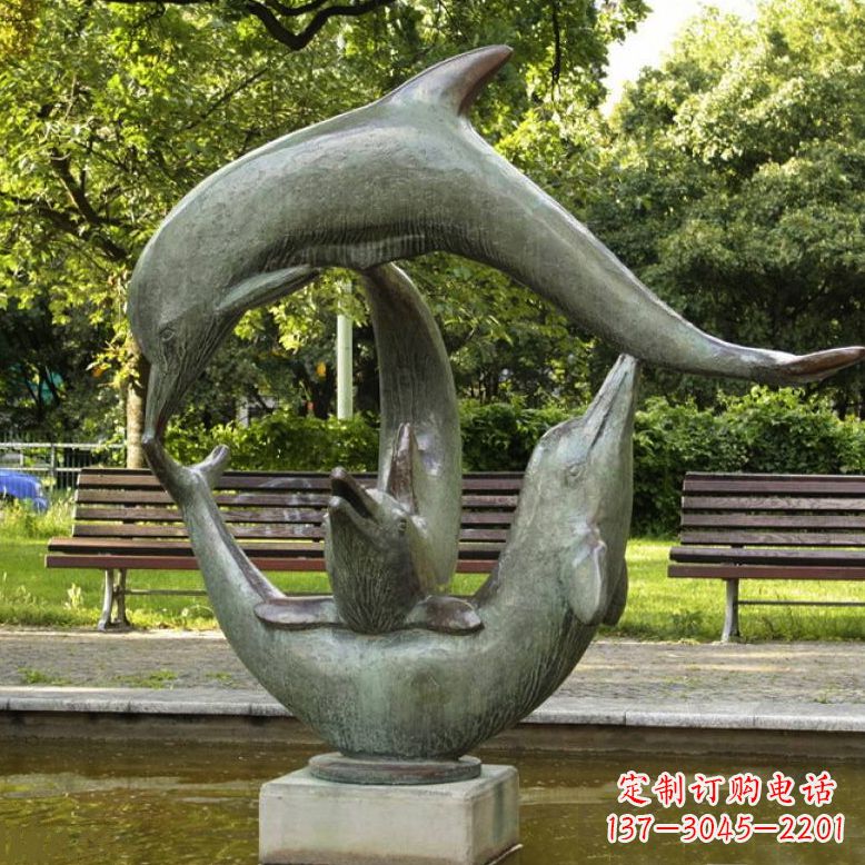 金华公园海豚水景景观铜雕喷泉