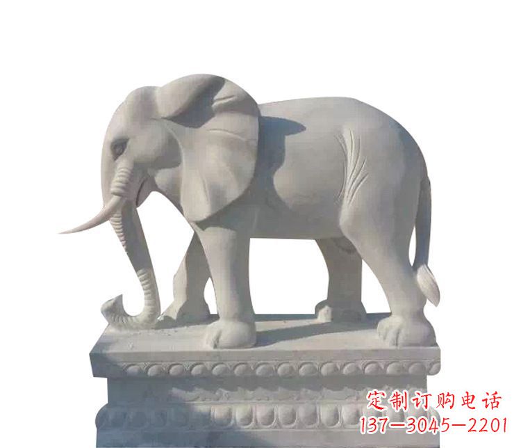 金华公园汉白玉大象动物石雕
