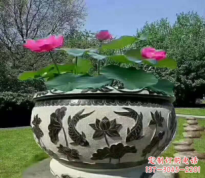 金华唯美鲤鱼水缸雕塑
