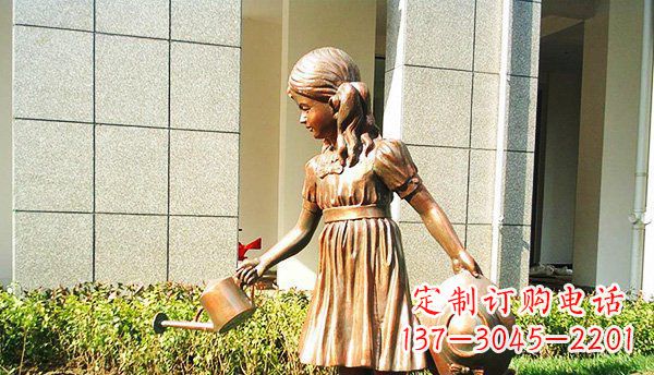 金华可爱的公园小女孩铜雕