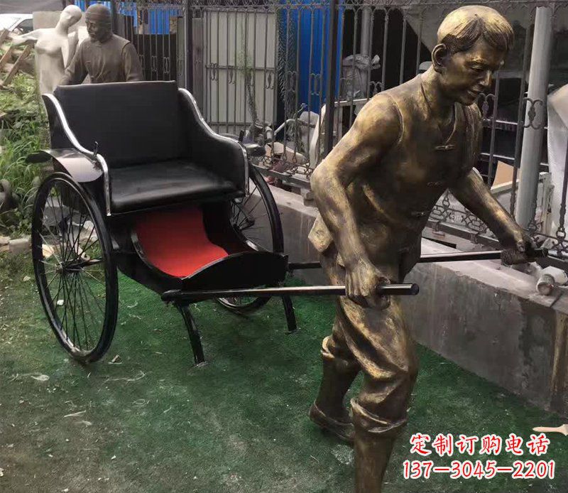 金华精美铜雕车夫人物雕塑