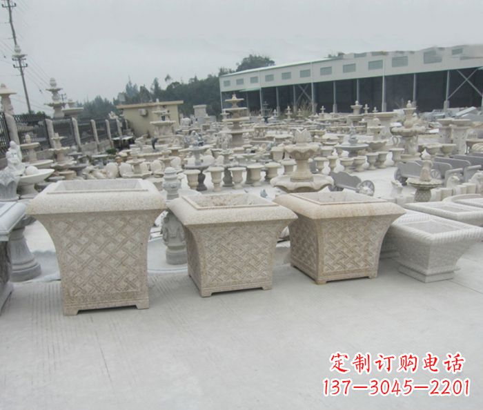 金华优雅花盆大理石雕塑