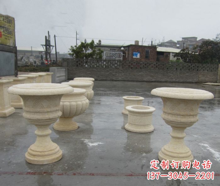 金华完美绽放——大理石花盆石雕
