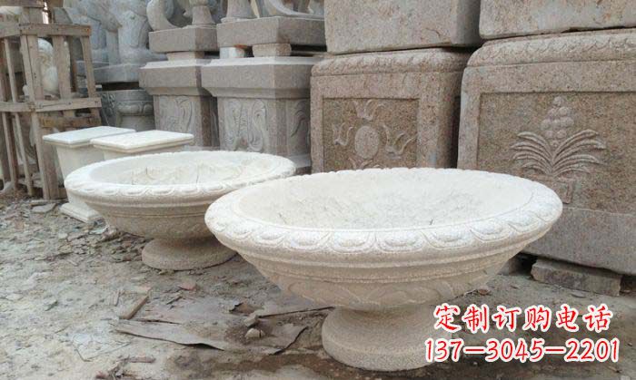 金华细腻雅致的大理石花盆石雕