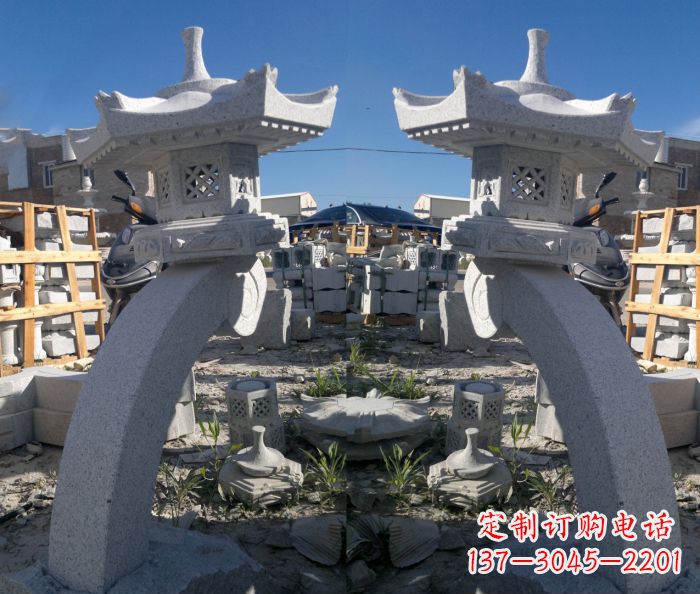金华精美大理石镂空石灯雕塑